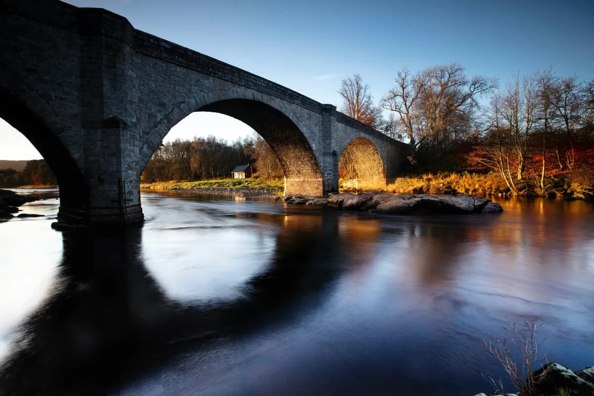 River Dee bridge in autumn light