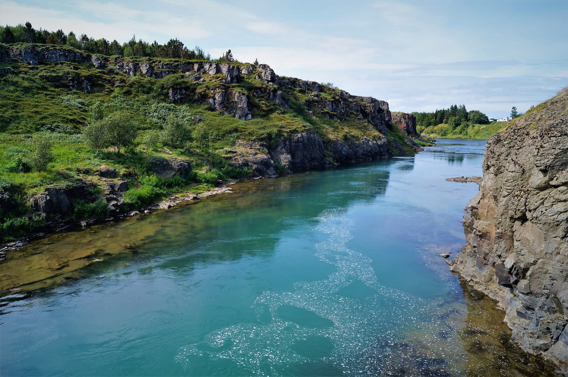 The Blanda river at Blönduós, north Iceland, in summer.