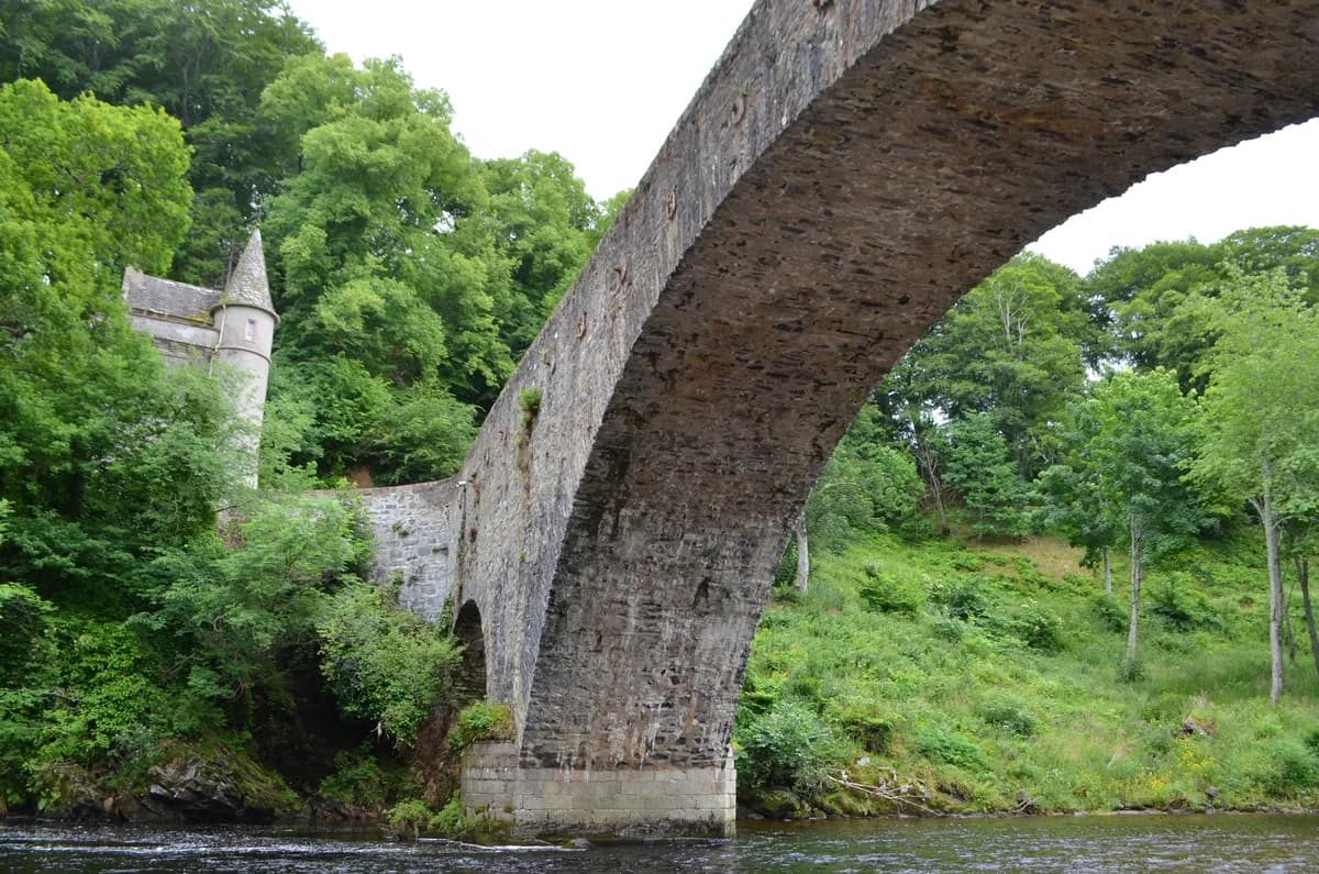 The River Avon flowing beneath the Bridge of Avon near Ballindalloch in Speyside, Scotland