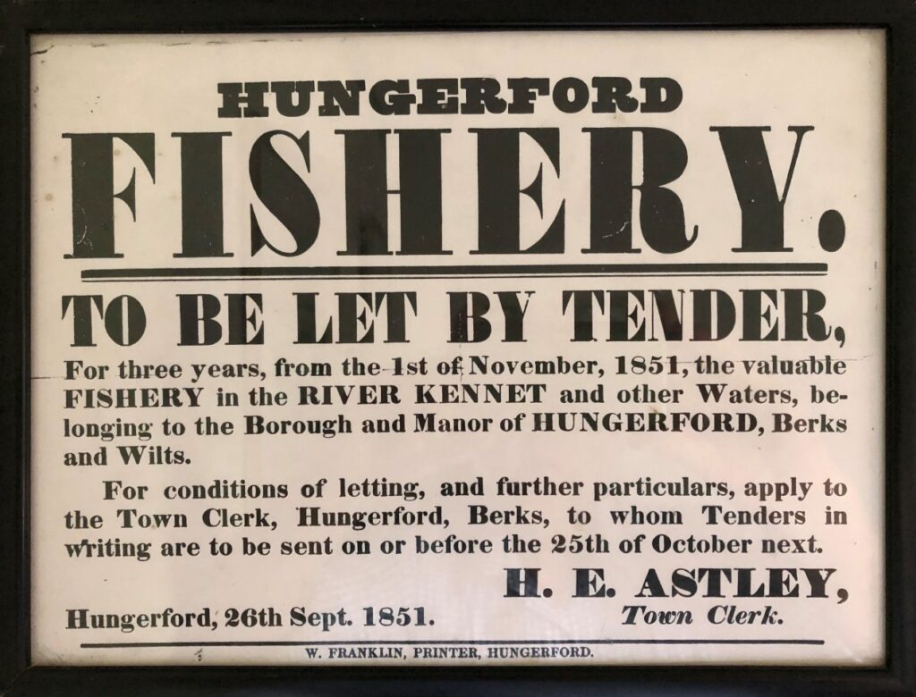 Advertisement for letting of Hungerford Fishery, 28th September 1851